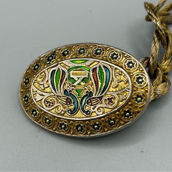 Vintage Gold Chain Belt Necklace Enamel Medallion Heavy 94g Statement main image 12